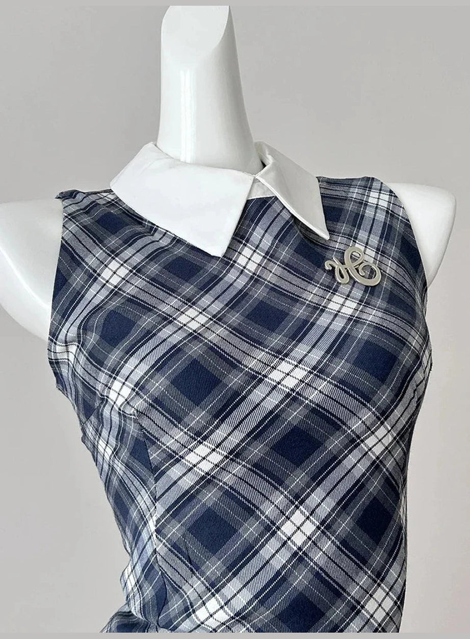 Preppy Plaid Collared Mini Dress
