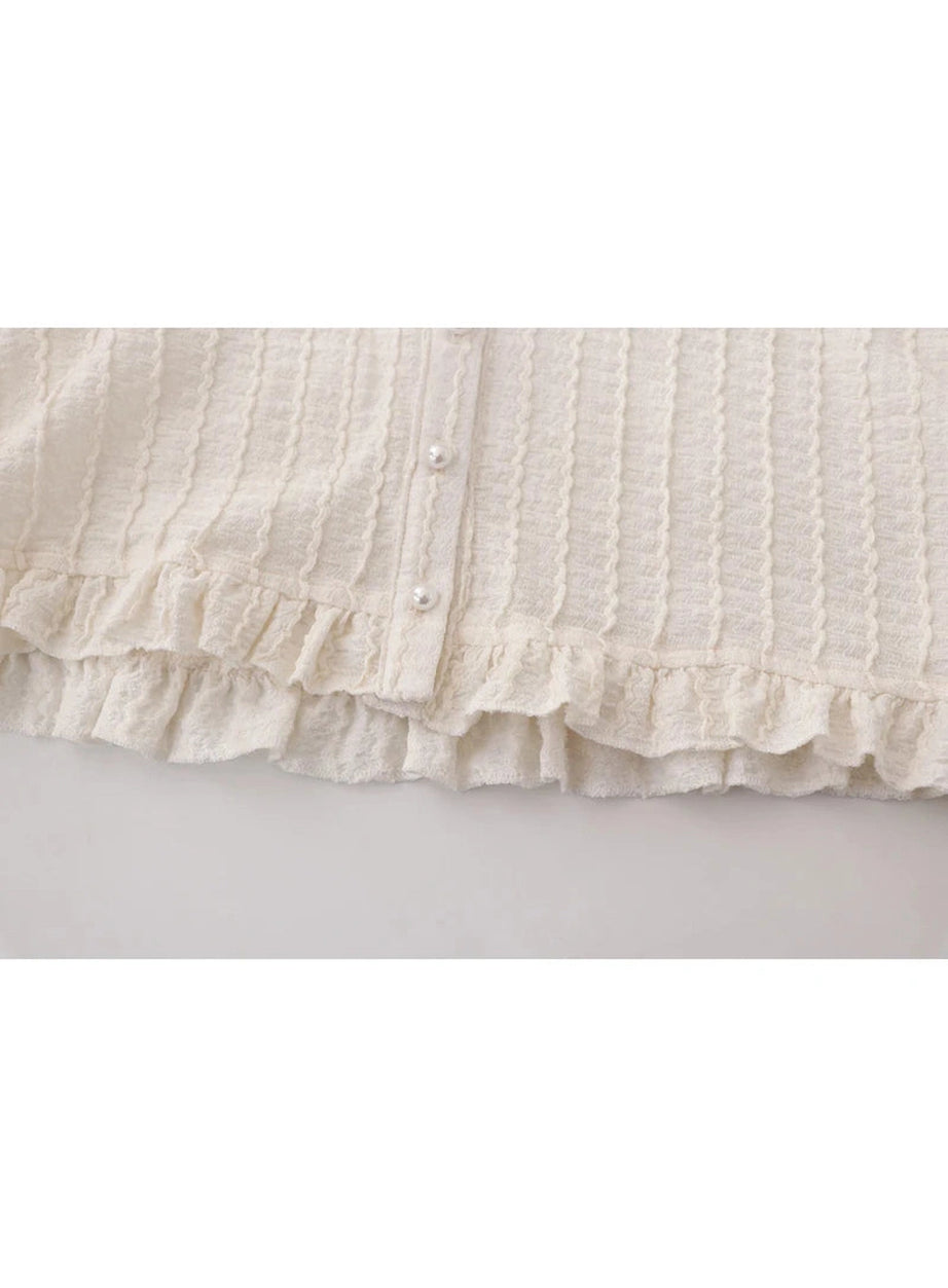 Y2k Ribbon Charm Cropped Blouse