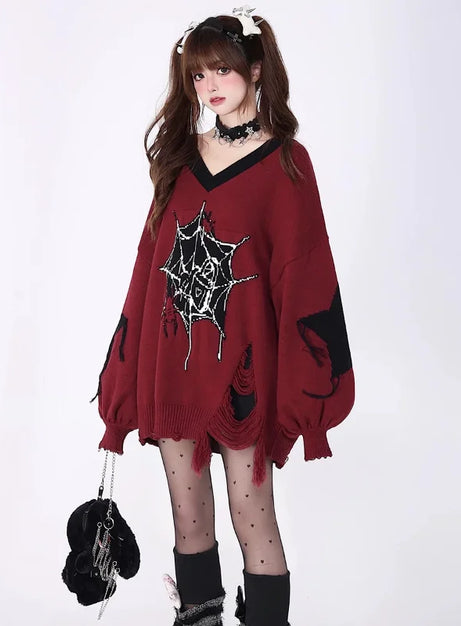 Pink Gothic Web Sweater
