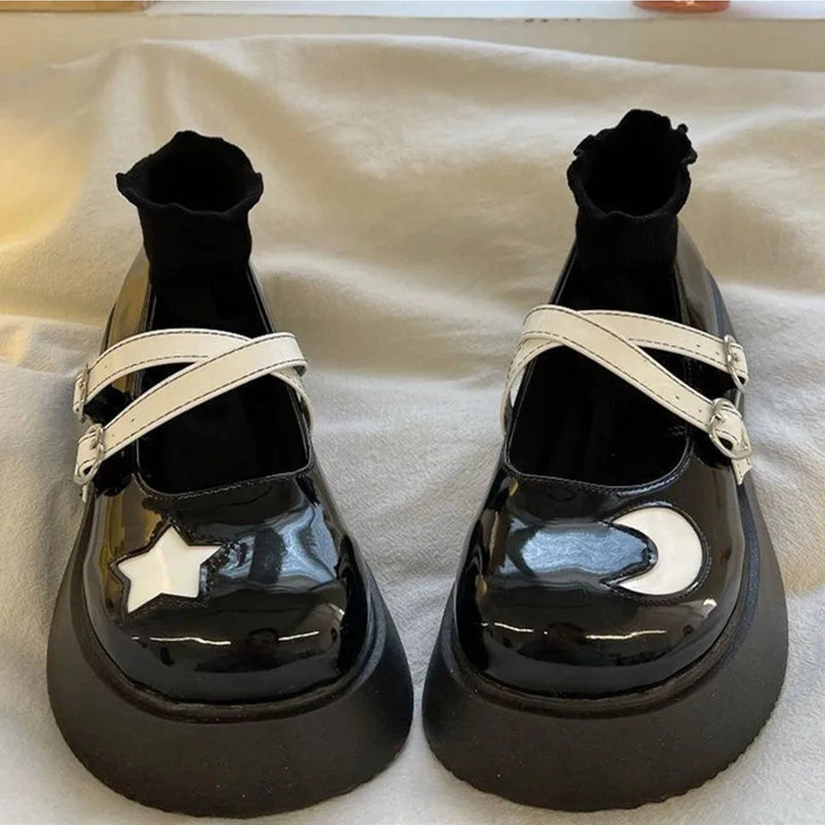 Moon & Star Kawaii Platform Mary Janes Shoes