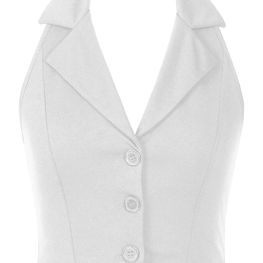 Y2k Women's Vests Halter Neck V-Neck Office Ladies Crop Tops Formal Elegant OL Waistcoat Suits Vest Business Work Wear Mujer
