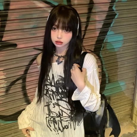 Graffiti Nights Off-Shoulder Sweater