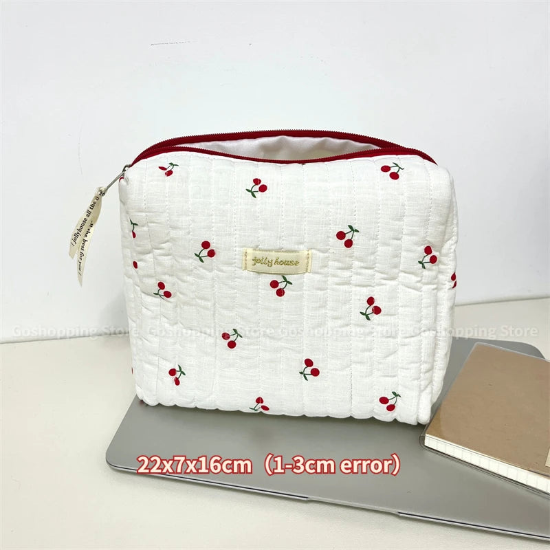 Soft Checkered Makeup Bag