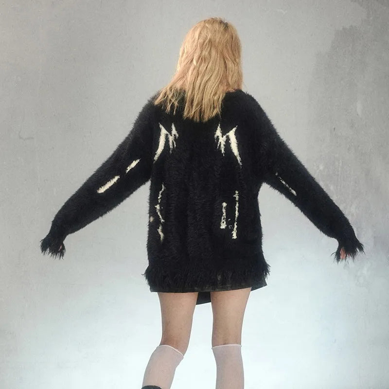 Midnight Chaos Fuzzy Sweater