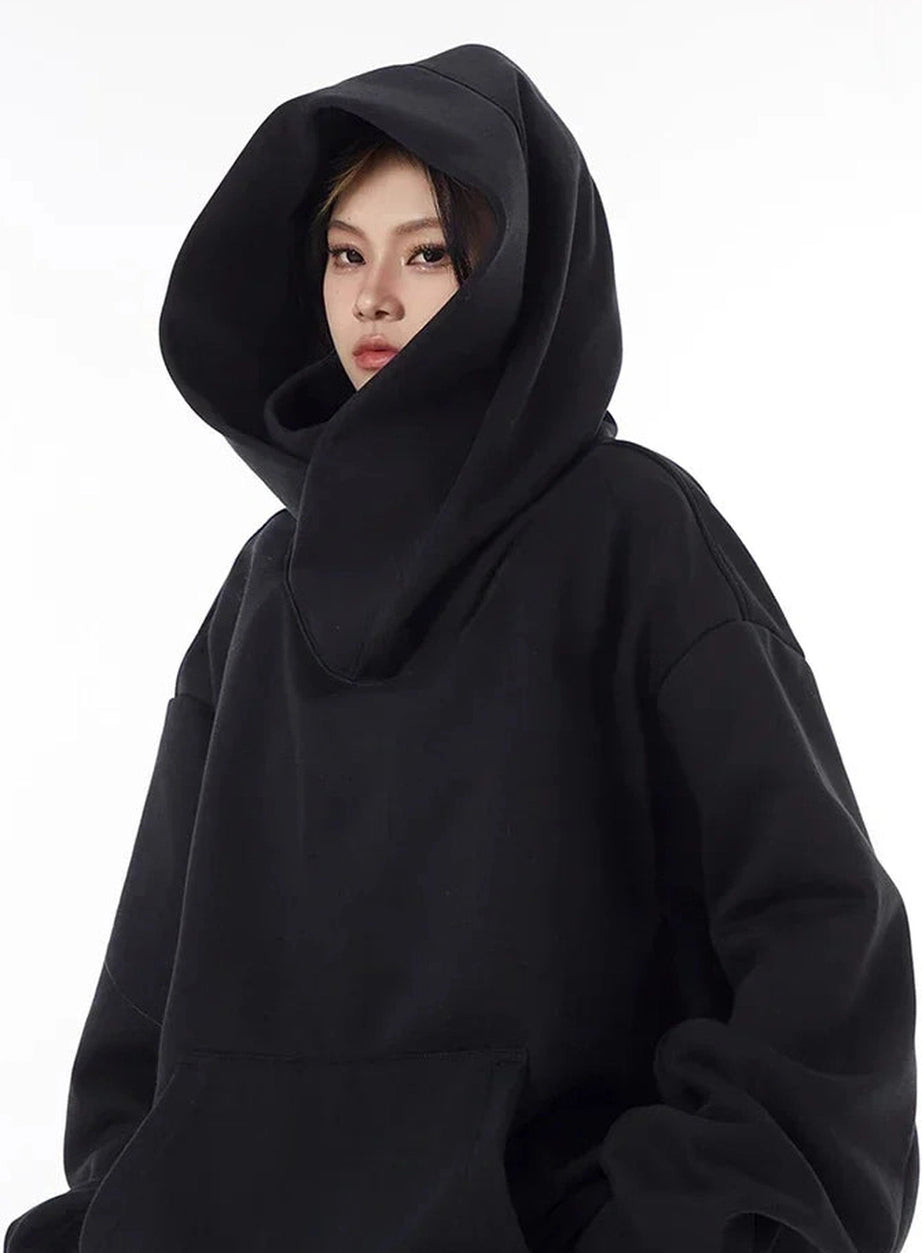 Oversized Futuristic Hooded Sweatshirt