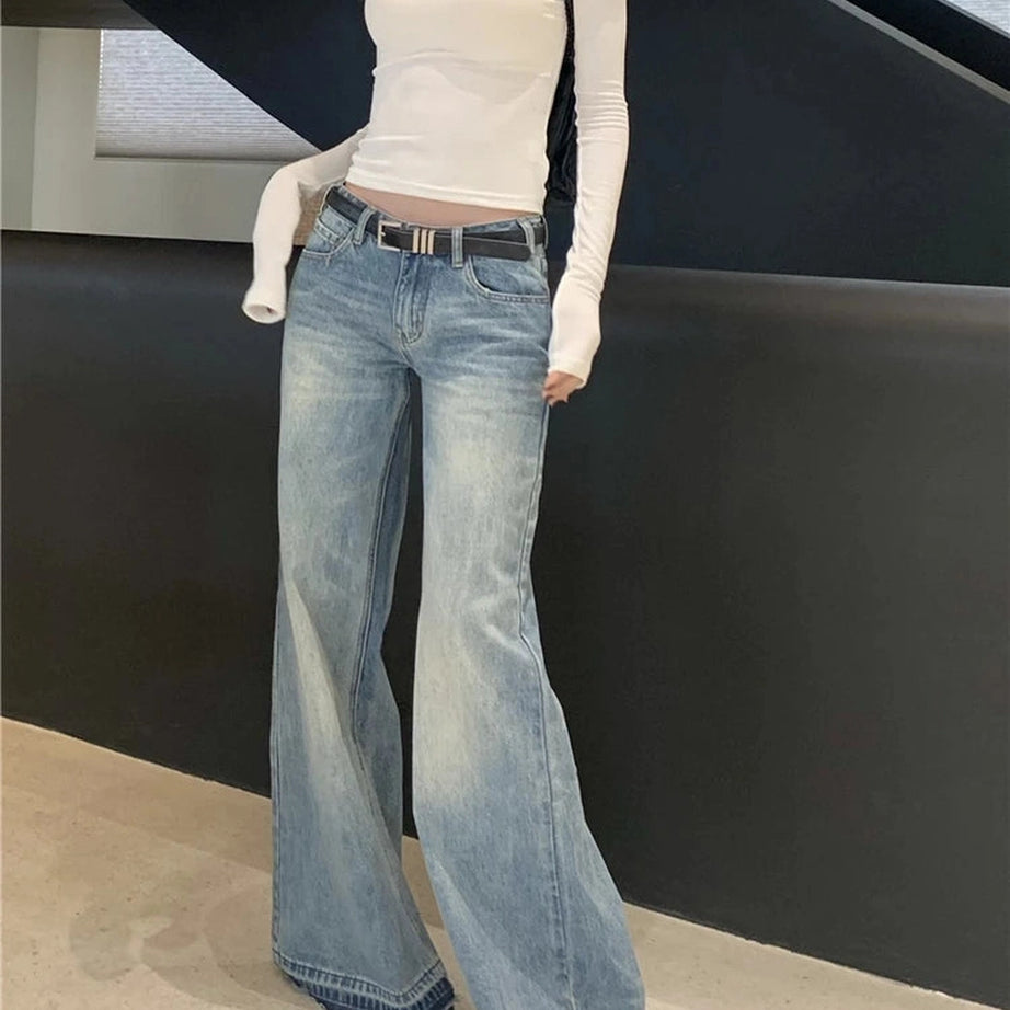 Y2k High-Waisted Wide-Leg Jeans