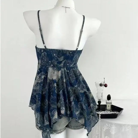 Goth Y2k Midnight Celestial Lace Cami Top