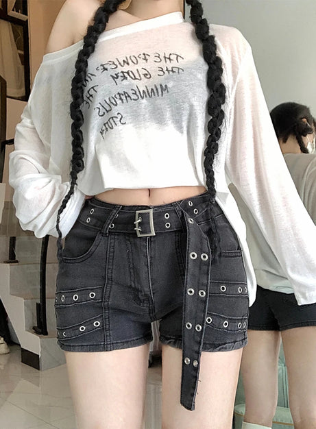 Metalcore Grommet Denim Shorts