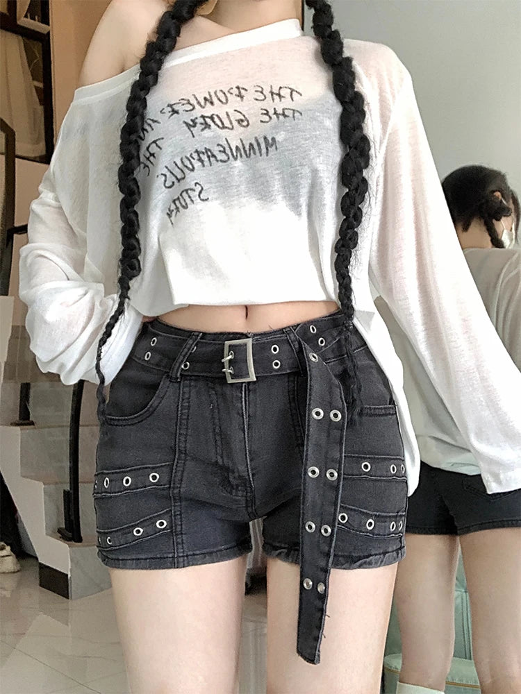 Metalcore Grommet Denim Shorts