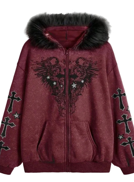 Fallen Grace Cross Zip Hoodie