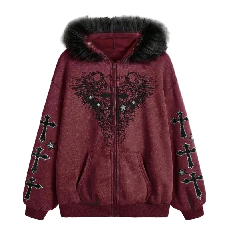 Fallen Grace Cross Zip Hoodie