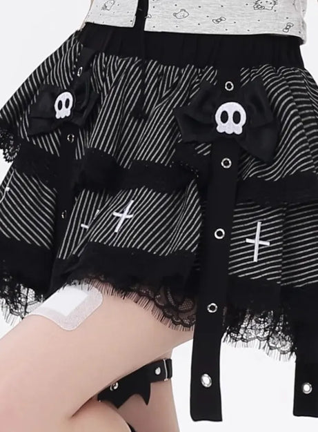 Lolita-kjol med döskalle och rosett