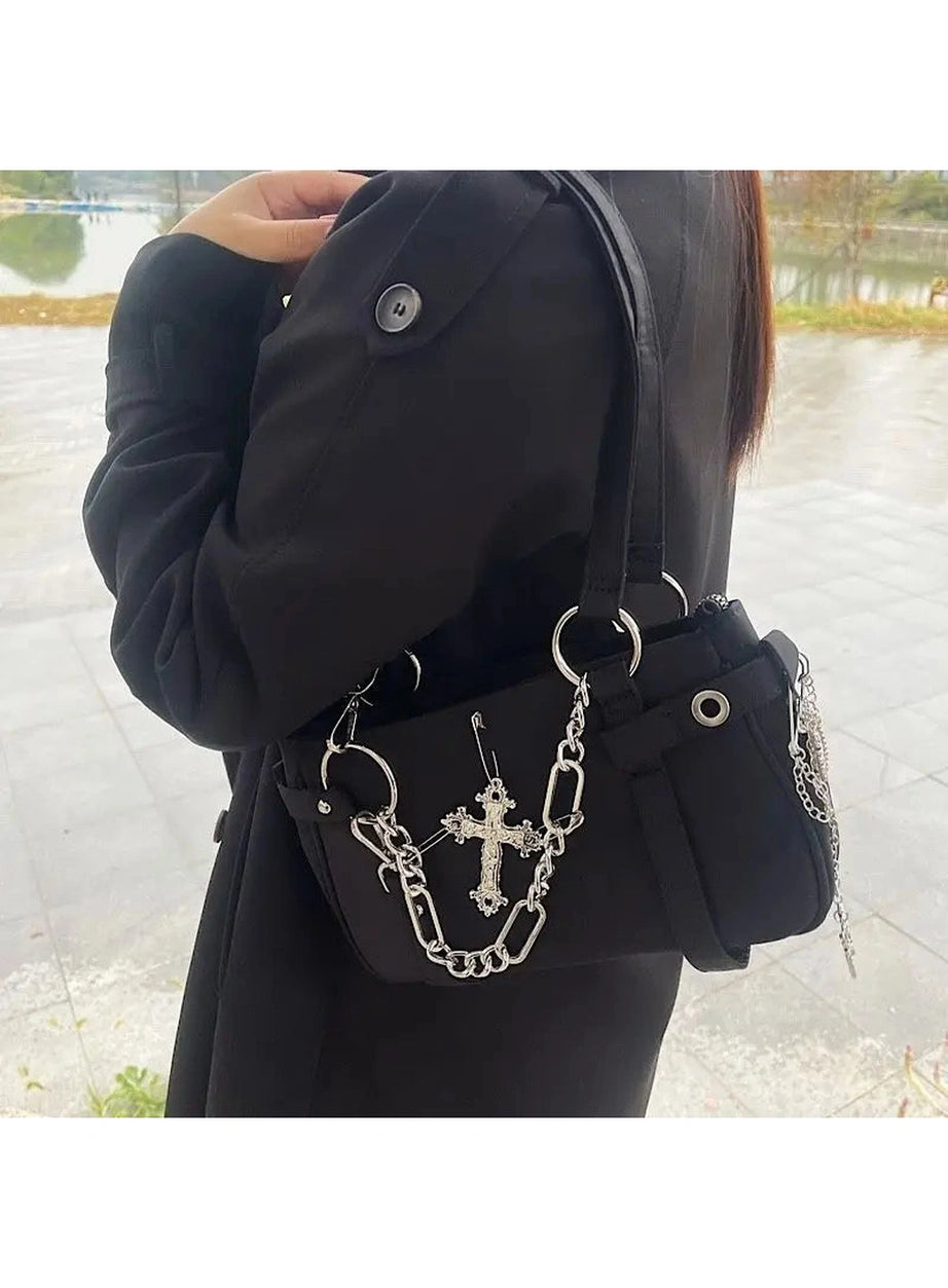Gothic Cross Chain Shoulder Bag