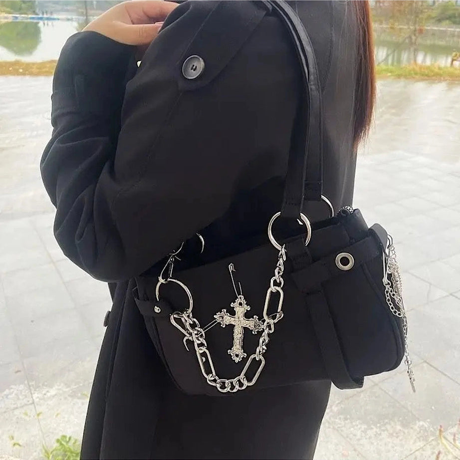 Gothic Cross Chain Shoulder Bag