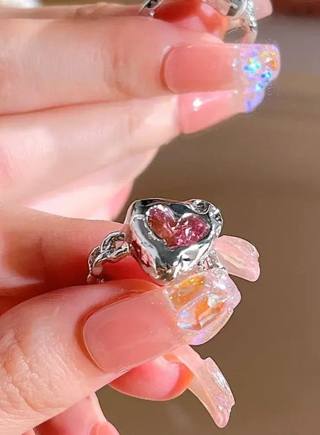 Pink Love Crystal Rings