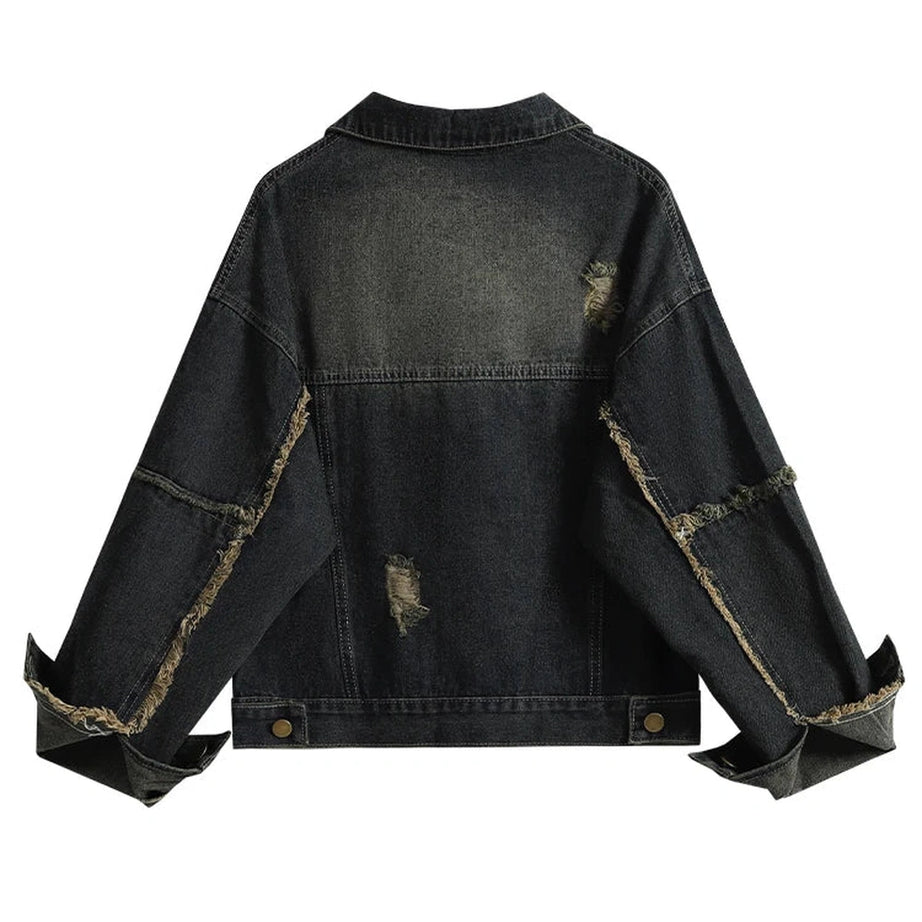 Y2k Distressed Midnight Denim Jacket