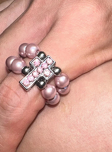 Rosy Devotion Beaded Ring