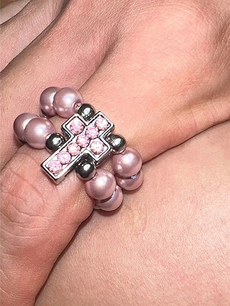 Rosy Devotion Beaded Ring