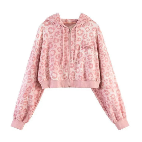 Bubble Blush Leopard Zip Hoodie