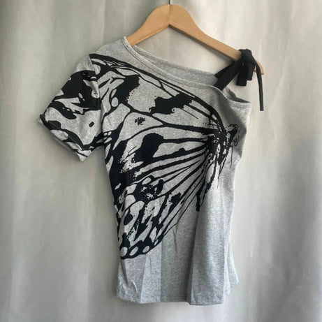 Monochrome Monarch One Shoulder Top