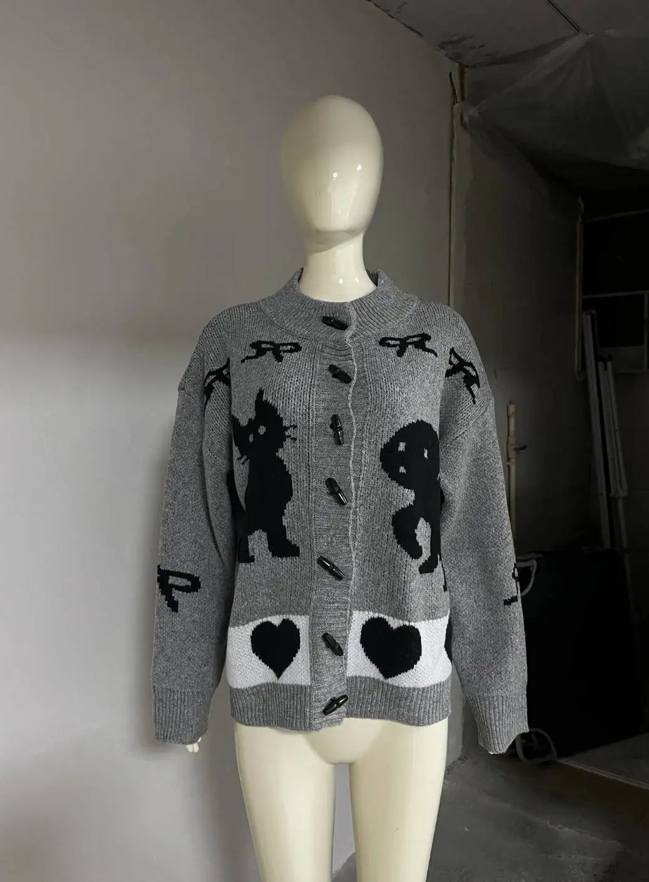 Heart & Skull Knit Cardigan