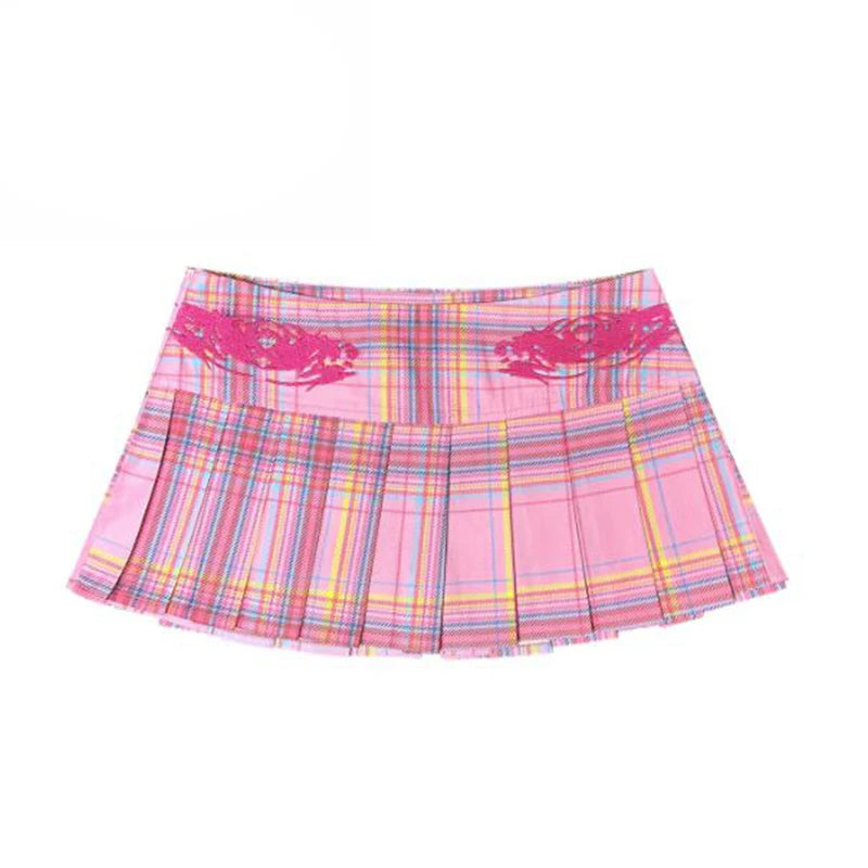 Y2K Blaze Plaid Mini Skirt