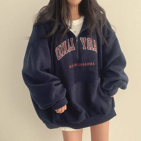 Retro Campus Half-Zip Hoodie