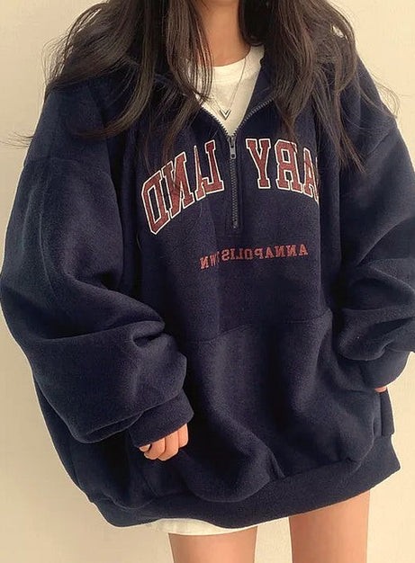 Retro Campus Half-Zip Hoodie