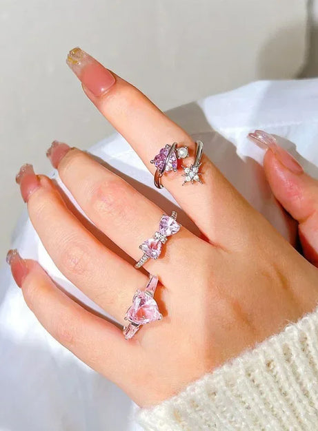 Pink Love Crystal Rings
