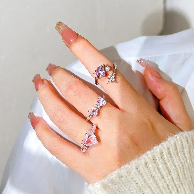 Pink Love Crystal Rings