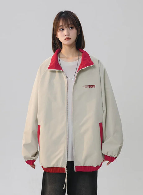 Schwarze, gestreifte Oversize-Trainingsjacke