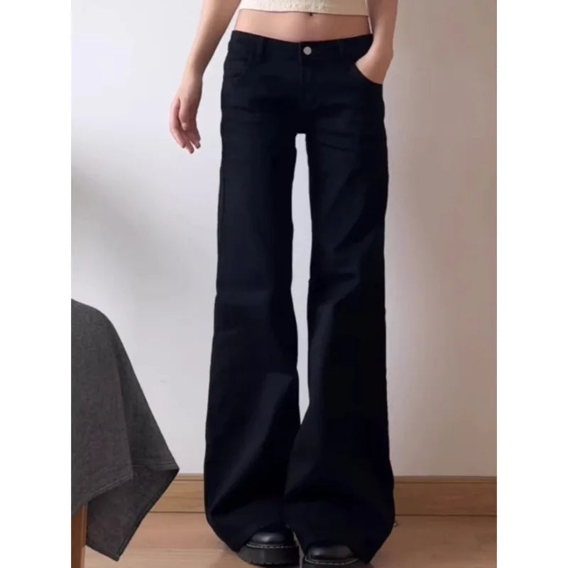 Black Wide-Leg Flare Jeans