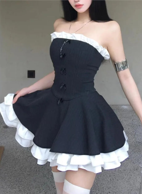 Gothic-Minikleid mit Rüschen