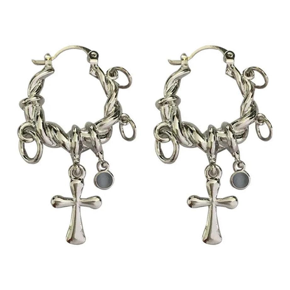 Y2k New Sweet Cool Wind Cross Twist Earrings Women Temperament Metal Chain Creative Geometric Earring Party Jewelry Gift