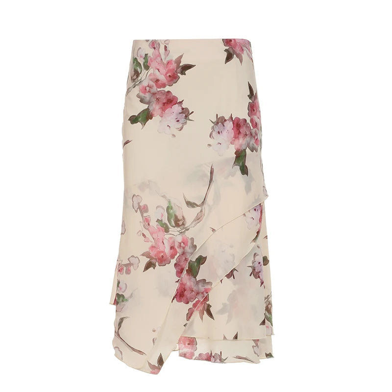 Blossom Drift Mesh Midi Skirt