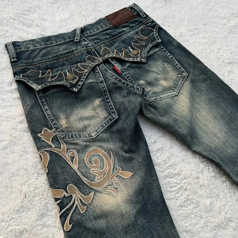 Embroidered Vintage Flare Jeans