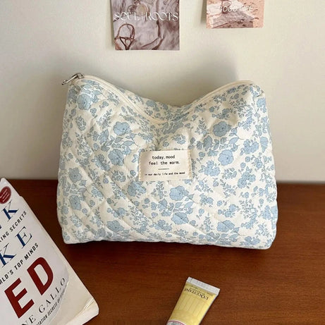 Soft Checkered Makeup Bag