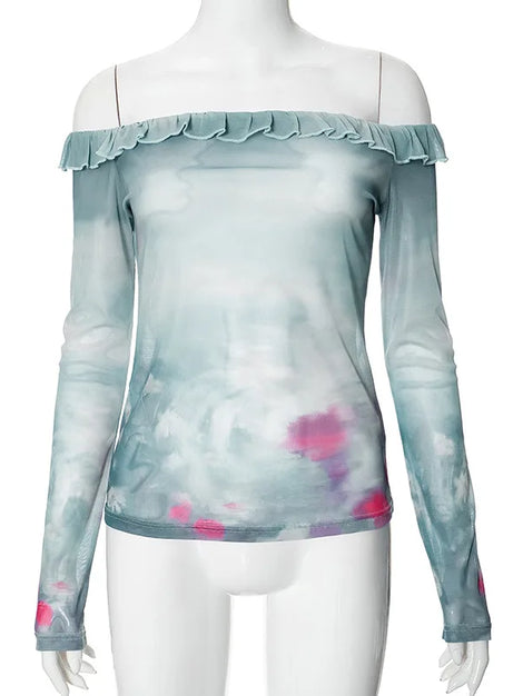 Cloudy Sky Off-Shoulder Top