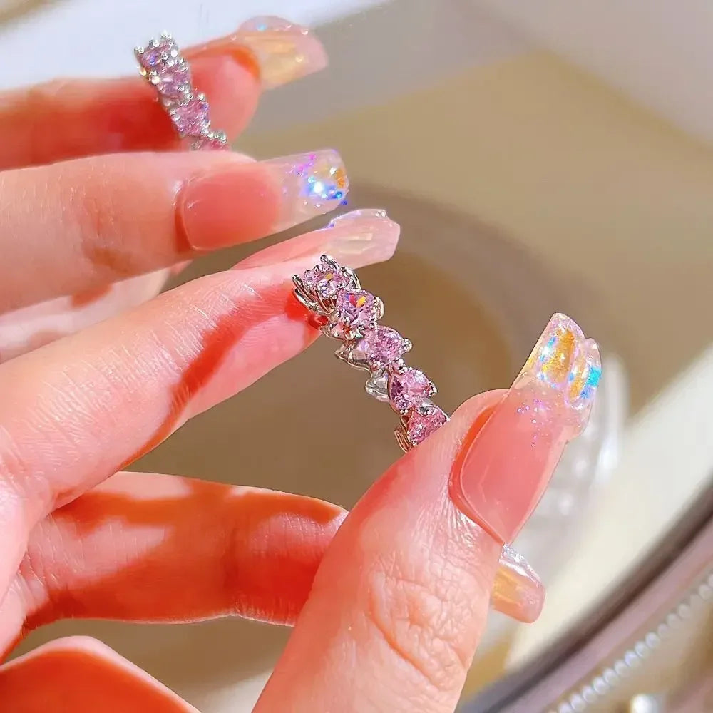 Pink Love Crystal Rings