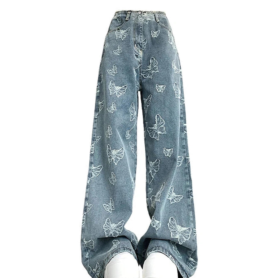 Y2k Butterfly Dream Wide-Leg Jeans