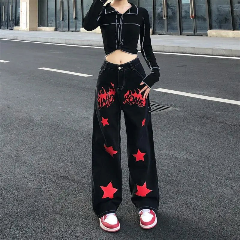 2000er-Jahre-Jeans mit rotem Stern