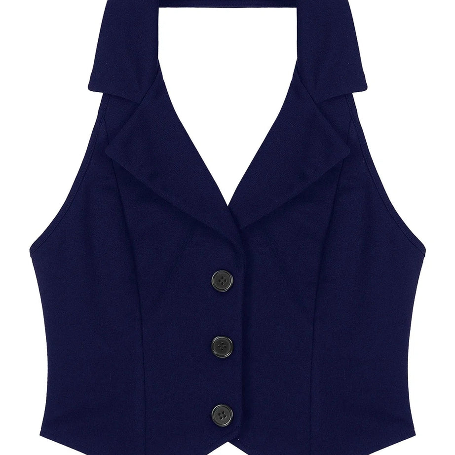 Y2k Women's Vests Halter Neck V-Neck Office Ladies Crop Tops Formal Elegant OL Waistcoat Suits Vest Business Work Wear Mujer