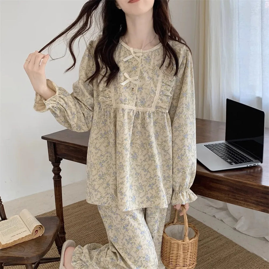 Vintage Bloom Lace Pajama Set