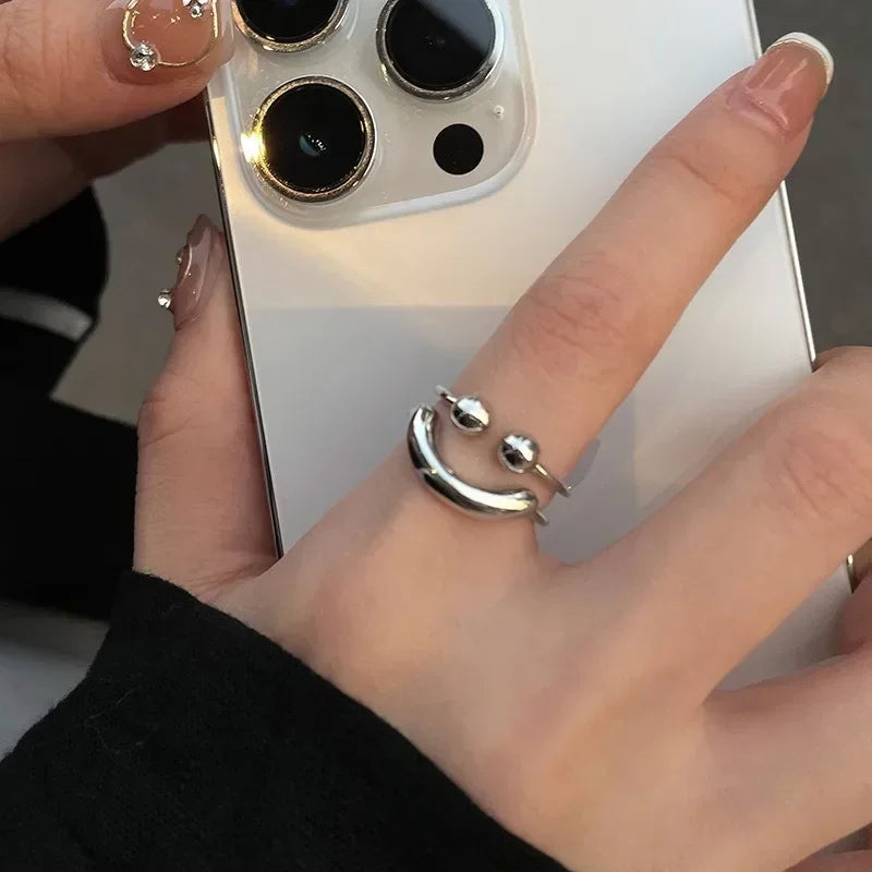 Silver Smiley Open Ring