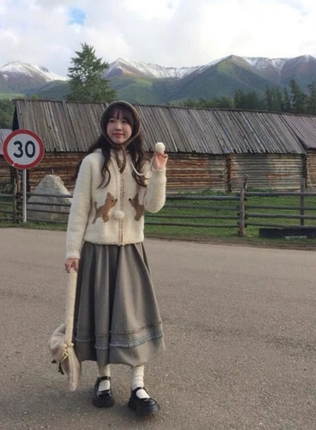 Cozy Puppy Pom-Pom Cardigan