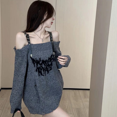 Shadow Straps Off-Shoulder Sweater