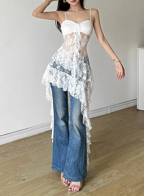 Gothic Lace High-Low Corset Dress