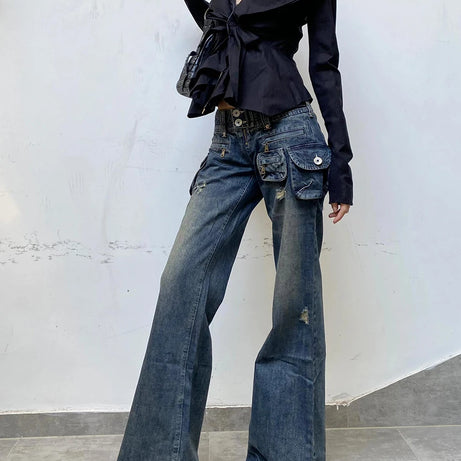 Cargo Chic jeans med vida ben