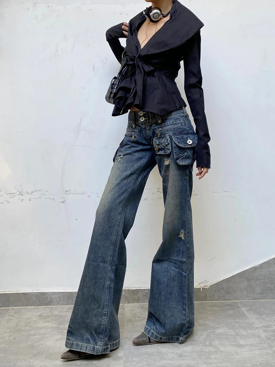 Cargo Chic Wide-Leg Jeans