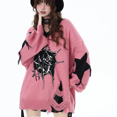 Pink Gothic Web Sweater